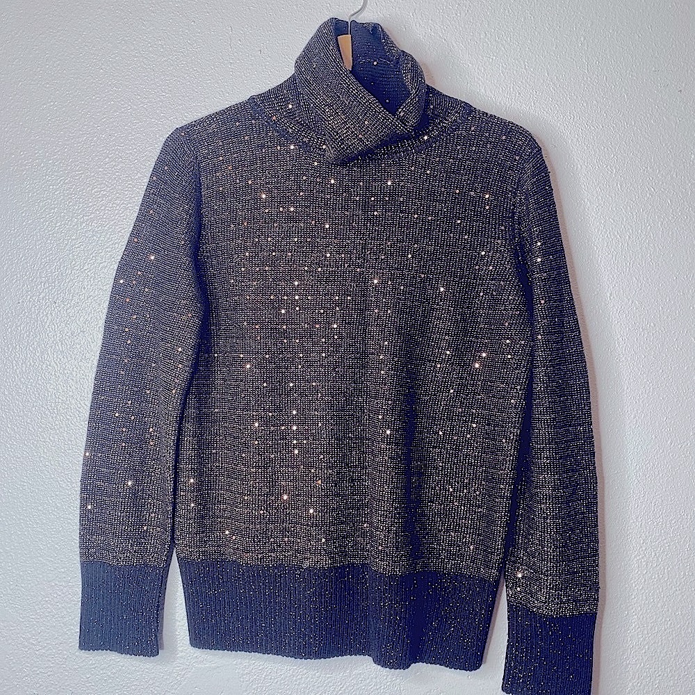 AKRIS Sequin Cashmere Turtleneck Sweater